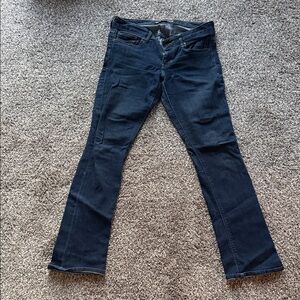 Express Women’s barely Boot Cut Jeans in Dark Blue